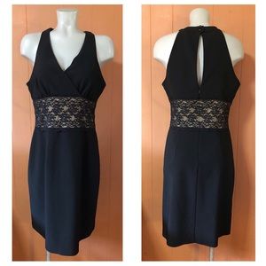 Connected Apparel Black Dress with Lace Detail
